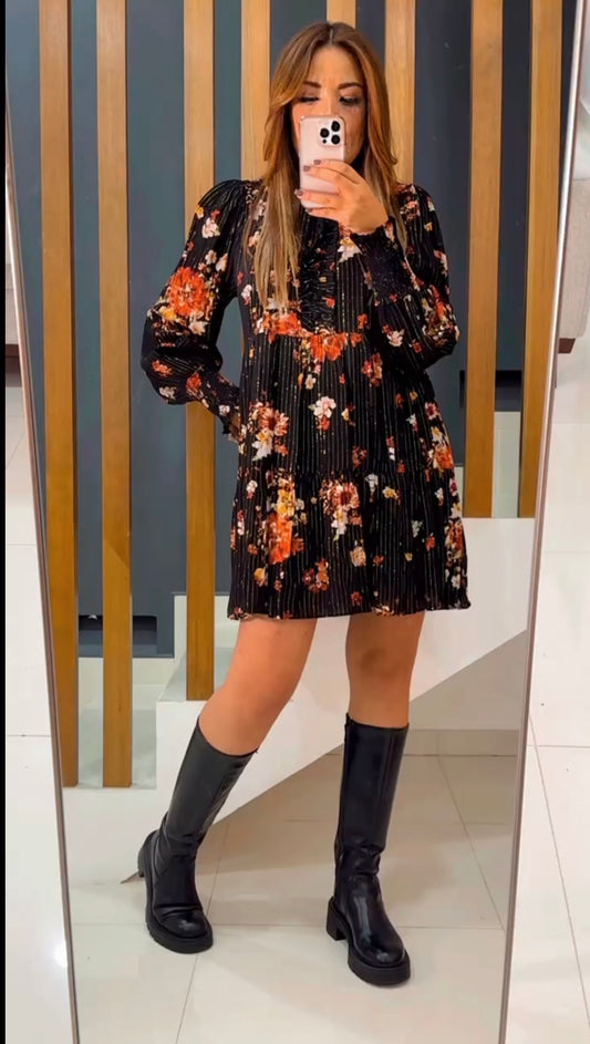 Vestido de flores con hilo de lurex