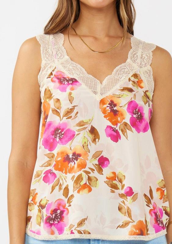 Blusa estampada con encaje