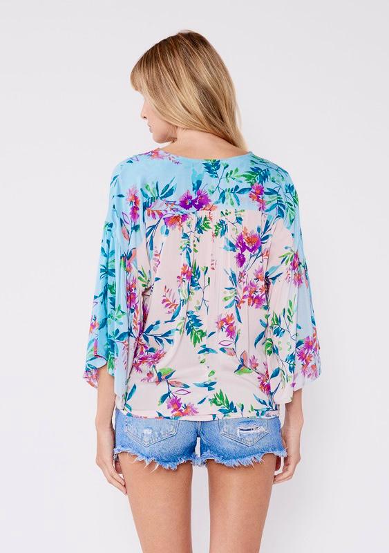 Blusa estampada degradada con manga volada