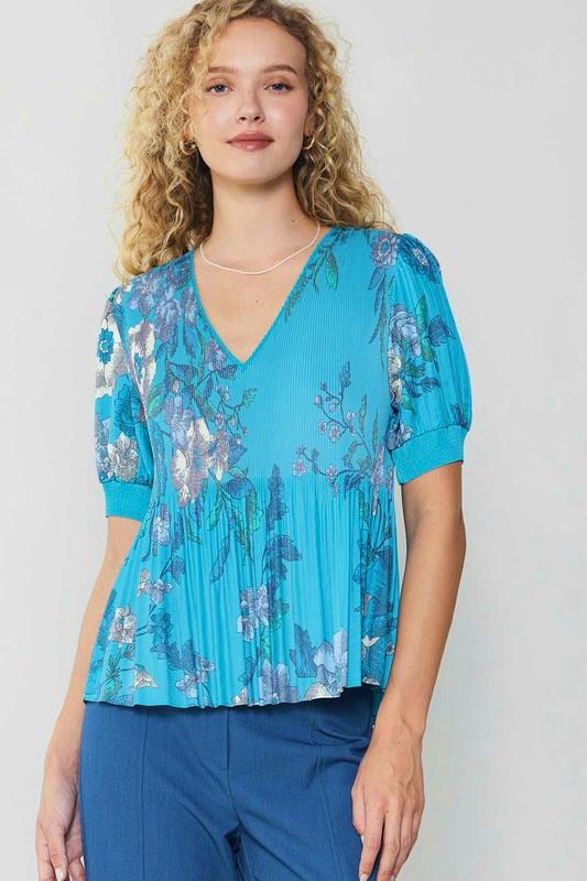 Blusa flores drapeada