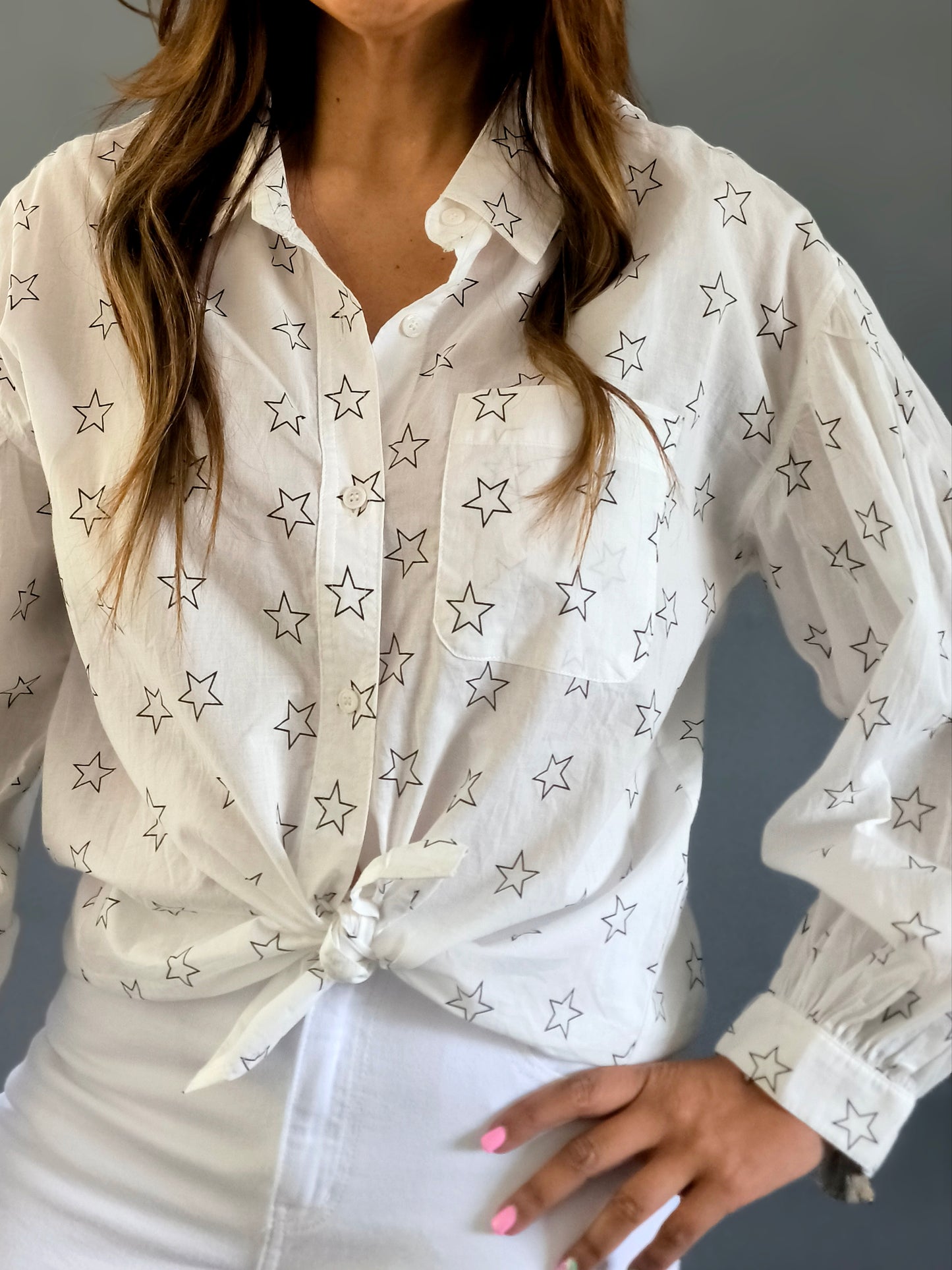 Camisa estrellas con manga abombada